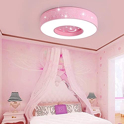 LUOFDCLDDD Moderna Kreativna dječija soba stropno svjetlo zaštita očiju zatamnjenje sa dizajnom zvijezde i Mjeseca romantično LED