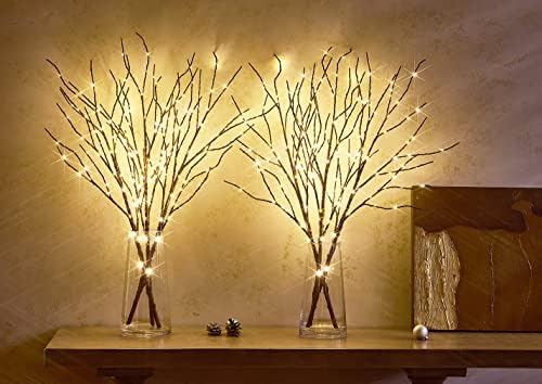 LITBLOOM osvijetljene smeđe vrbove grane 30IN 150 LED utikač sa tajmerom i prigušivačem grana drveća sa toplim bijelim svjetlima za praznično Božićno uređenje doma