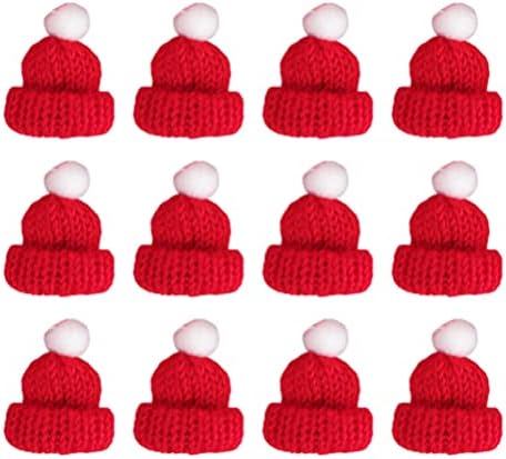 Aboofan 12kom Mini tkani šešir pleteni Santa šešir ručni rad oprema Odjeća dekoracija za Božić Home Decor