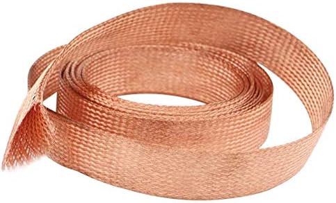 Nianxinn Copper Braid Wire Flat Copper Braid Cable 2m / 6. 56ft fleksibilnost goli Cu metalni pleteni rukav neizolirana uzemljena žica za izradu nakita