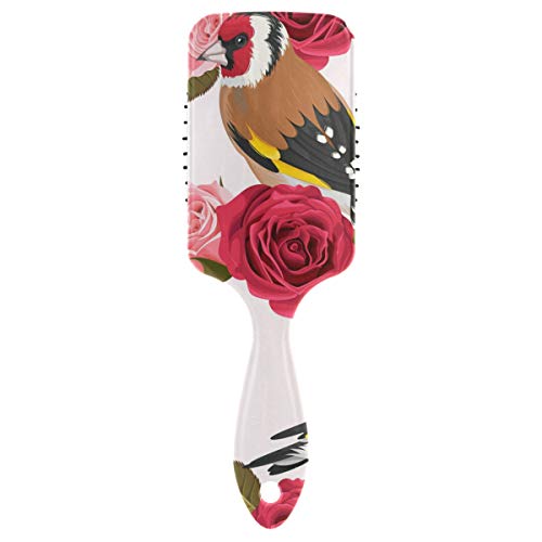 Vipsk Zračni jastuk četkica za kosu, plastične šarene crvene ruže i ptice bijelo, pogodna dobra masaža i antitatska detaljiva četkica
