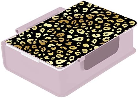 Alaza Cheetah Gold Leopard Print Bento ručak BPA-Besplatni spremnici za propuštanje bez vrha W / vilica i kašika, 1 komad