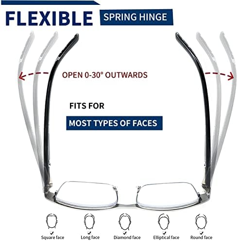 JJWELL 3 Pack Blue Light Blocking metalne naočare za čitanje za muškarce, Anti Computer Glare/Reduce Eyestrain / Dry/glavobolja, opružna