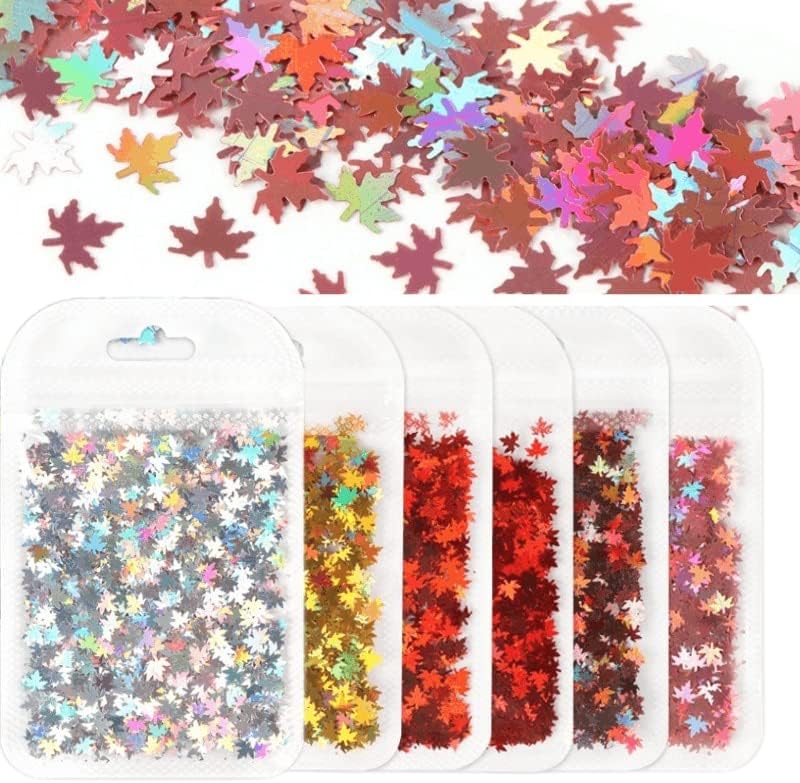 6bag Set holografski javorov list nail Art Glitter Mermaid Sequins Butterfly Love heart Decoration Bulk Nails Accesoires Supplies