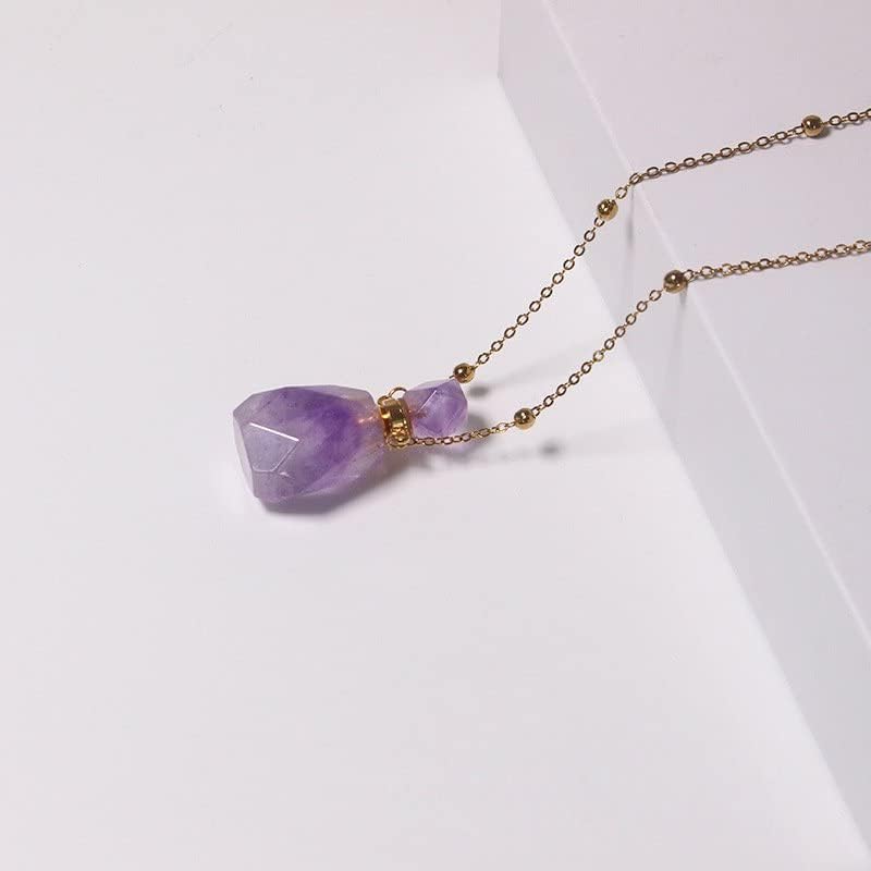 Ogrlica Krestalskog kvarca Jeulia: Rose Kvarc / Amethyst Parfem Esencijalna boca ulja Prirodno ljekovito kamenje Privjesak ogrlica nakit za žene