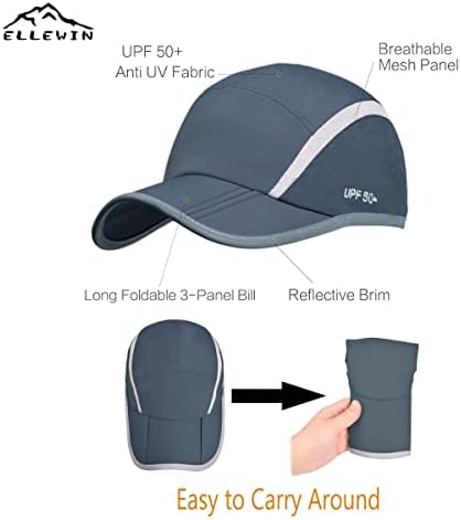 ELLEWIN Unisex bejzbol kapa UPF 50 nestrukturirani šešir sa sklopivom dugom velikom novčanicom