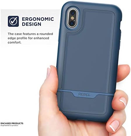 Encased iPhone XS Max Clip Clip Clip - Ultra zaštitna cijelo tijelo Čvrsto poklopac s rotirajućom futrolom plavom bojom