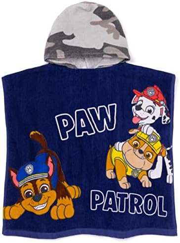 Paw Patrol Towelling Poncho Boys Navy Camo Peškir Za Kupanje Na Plaži