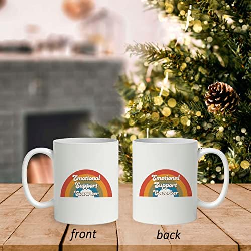 DOTAIN Trendy Boho Rainbow Emotional Support Coworker Ceramic Coffee Mug Cup 11oz,dvostrano štampana, coworker pokloni, Boho Rainbow