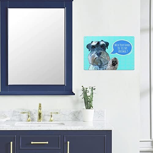 Operite ruke ya prljavi životinjski znak, smiješno kupatilo Tin znak Viseći zid umjetnost, plava životinja ukrasna kuhinja toalet