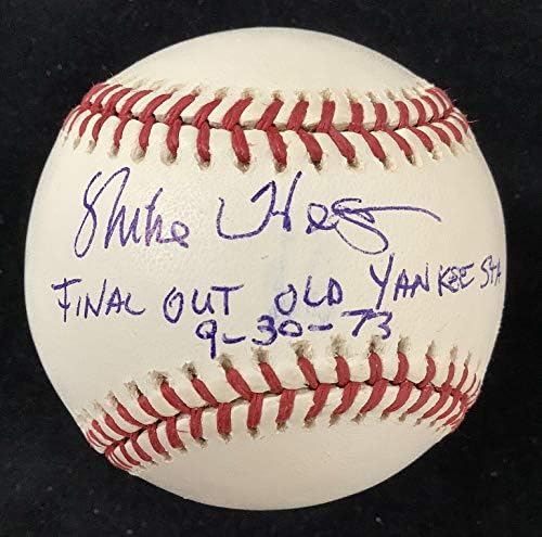 Mike Hegan potpisao je bejzbol Selig Yankees Autograph Final Out 9-30-73 Inscrip JSA - autogramirani bejzbol