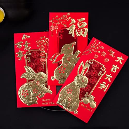 12kom kineske Nove godine crvene koverte 2023 kineske crvene koverte, Kineski crveni paketi crveni džepni Hong Bao, 2023 Rabbit Lucky