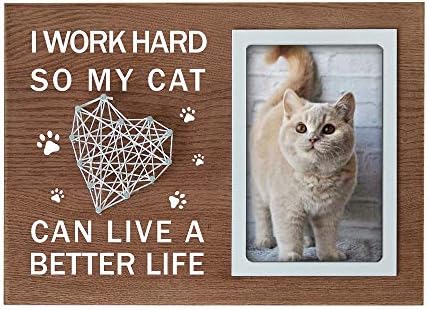 Buecasa smiješni pokloni za ljubitelje mačaka-pokloni za mamu mačke za žene - okvir za slike mačjeg tate sa 3D žicom 4x6 inča-Trudim