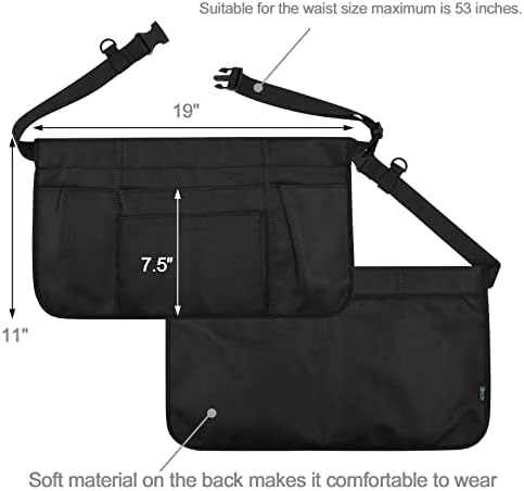 BeautyFlier 4 džepova crna restoranska konobarna struka torbica za pregaču za pregrun s podesivim web pojasom 19x11 inča