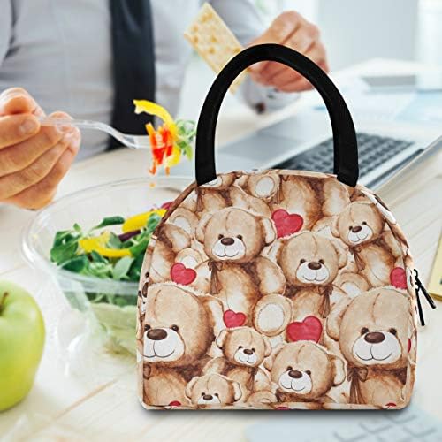 YYZZH Crtić lijepa Medvjedić igračka za Valentinovo izolovana torba za ručak sa patentnim zatvaračem Cooler Meal Prep torba za ručak