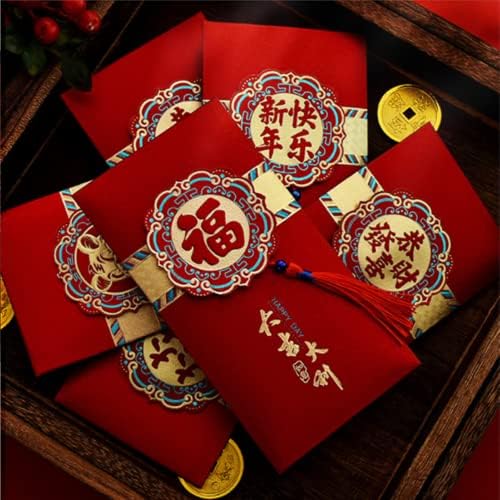 Crvene koverte kineska Nova Godina 2023, 6kom Hong Bao za godinu Rabbit Lucky Money crveni džep sa uzorcima zlatne folije, Proljetni Festival lunarne Nove godine ukrasa u 6 dizajna