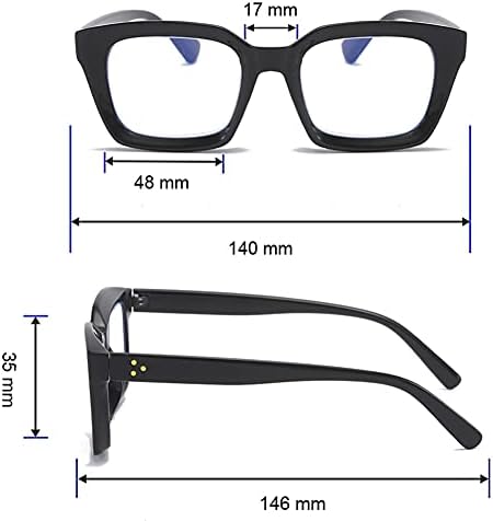Mmoww naočare za čitanje ženske prevelike naočare za čitanje Retro Oprah stil +2.5 plavo svjetlo blokirajući kvadratni čitač 4 paketa