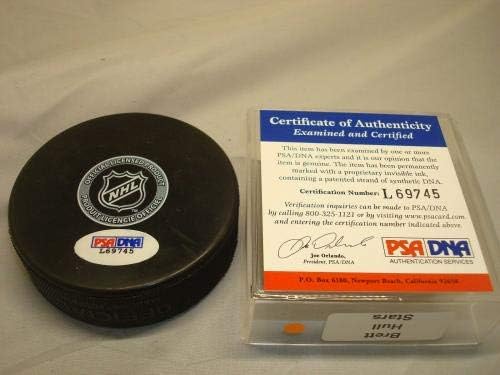 Brett Hull potpisao Dallas Stars Hockey Puck sa autogramom PSA / DNK COA 1B-autogramom NHL Paks