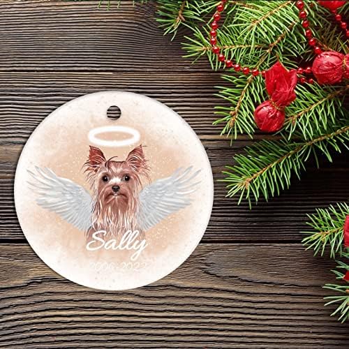 Božić keramički Ornament pas pet Memorijalni pokloni gubitak psa mačka krug Ornament pas Pet Memorial Angel Wings prilagođeno ime & amp; Datum Božić Ornament Božić Holiday Keepsake božićno drvo ukras