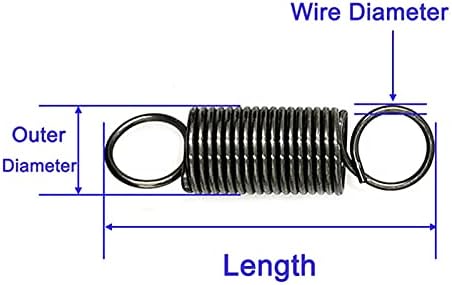 Metalna zapet zapetske zapetske zamene za napetost Proljetni čelični žičani prečnik 1,6 mm 1,8 mm 2,0 mm dvostruki zavojni proljetni prečnik 10-25mm Dužina 300 mm Čelični materijal
