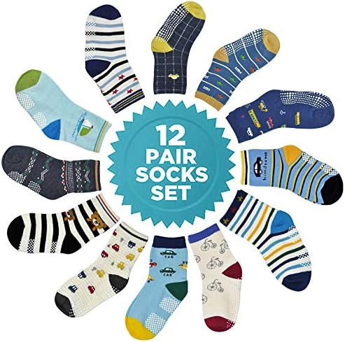 Neklizajuće dečije čarape za decu sa rukohvatom 12 pari anti Skid dečaci devojčice čarape za decu Baby Crew čarape za dete od 1-7 godina