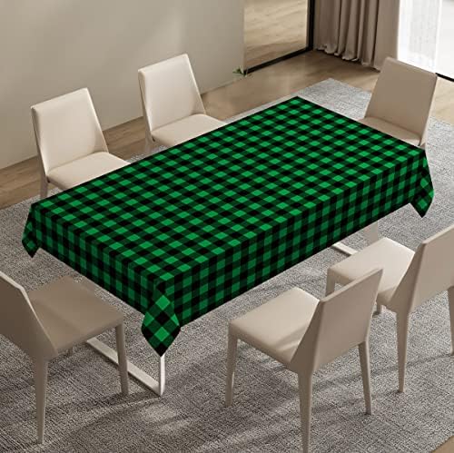 Heyfary St. Patrick's Buffalo Provjerite stolnjak proljeće zeleno i crno gingham Holiday Dekoracija za zabavu Kuhinjski trpezarijski stol za stol za stol dekor-60 × 84inch