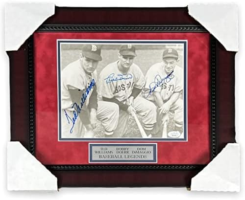 Ted Williams, Bobby Doerr & Dom Dimaggio potpisana auto fotografija uokvirena na 14x17 JSA - autogramenih MLB fotografija