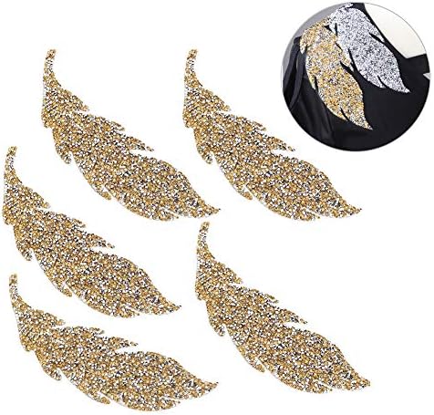 Rhinestones flaster za flaster za odjeću, 5pcs lišće uzorak DIY ljepljive primjene željeza na zakrpa za ruksake za odjeću traperice