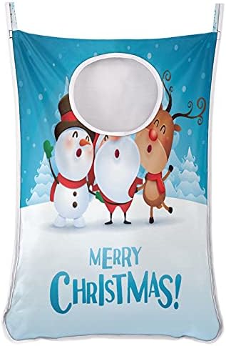 Slatka Santa Claus viseća torba za veš, preko vrata torba za veš teška izdržljiva torba za skladištenje koja štedi prostor viseća korpa za prljavu odeću sa donjim patentnim zatvaračima za spavaonicu u kupatilu