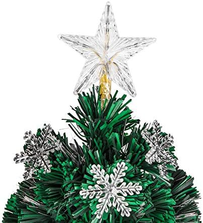 Sportyouth Prelit veštačko vlakno optičko božićno drvce sa gornjom zvijezdom Snowflake Metal stalkom jednostavno montaža za unutarnji