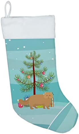 Caroline's bysures CK4678CS perzijska moderna mačka vesela božićna božićna čarapa, kamin Viseće čarape Božićna sezona Party Decor Decor porodice ukrasi za odmor,