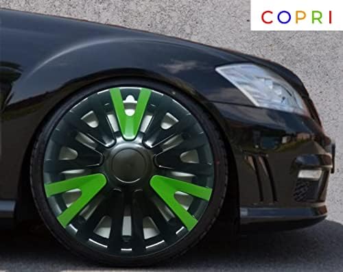 Coprit set poklopca od 4 kotača 14 inčni crno-zeleni Hubcap Snap-on odgovara Hyundai Accent