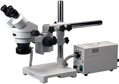 AmScope SM-3B - za profesionalni Dvogledni Stereo Zoom mikroskop, okular WH10x, uvećanje 7X-45X, zum objektiv 0,7 X-4,5 X, optičko prstenasto svjetlo, postolje s jednom rukom, 110v-120v