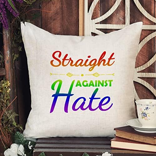 Straight protiv mržnje Jastučnja Jastuk za Valentinovo Jastuk Panseksualni transgender LGBTQ gay duginjski jastuk Poklopac kvadratnog