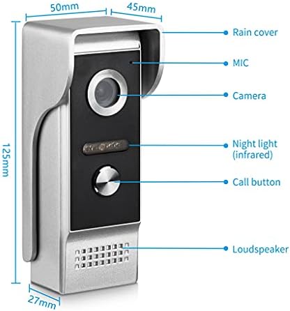 CXDTBH Kućni Interfon Video portafon 7-inčni Interfoni Monitor 1000tvl vodootporna kamera za noćni vid za vrata za vrata otključavanje