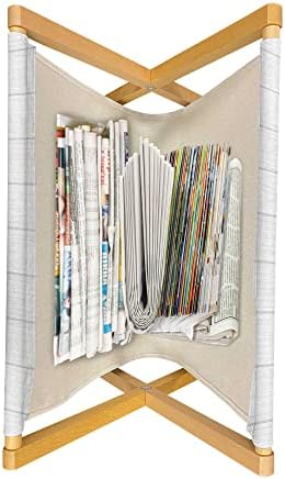 AMBESONNE neutralni časopis i držač knjiga, pojednostavljeni dizajn ravnih linija vertikalno raspoređen sastav, dekor podnih nosača za unutrašnjost doma i ureda, 22 x 19, blijedo siva i biser