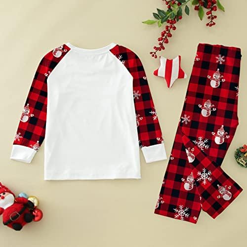 Uklapanje božićne pidžame za obitelj, Xmas dugih rukava Elk Reindeer Top Plaid hlače Slatka podudaranja pidžama za porodicu