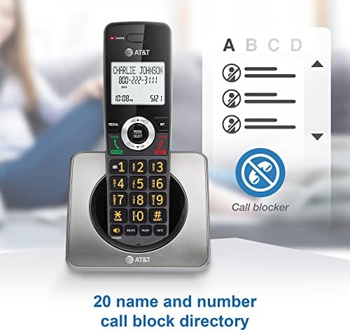 AT & amp;T GL2101-2 DECT 6.0 Akumulatorski kućni telefon sa 2 slušalice sa blokom poziva, ID pozivaoca, Full-Duplex spikerfon slušalice,