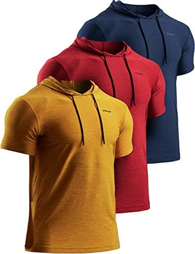 Tsla 3 pakovanje muških pulover kratkih rukava s kratkim rukavima, suhe fit trčanje majice, atletska fitness i majica teretane