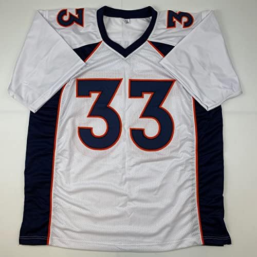 Autographing / potpisan Javonte Williams Denver White Football Jersey Beckett Bas Coa