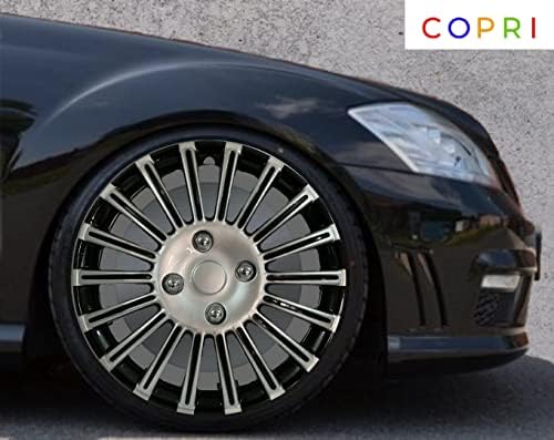 Coprit set poklopca od 4 kotača 14 inčni srebrni-crni Hubcap Snap-on Fits Toyota Yaris Prius