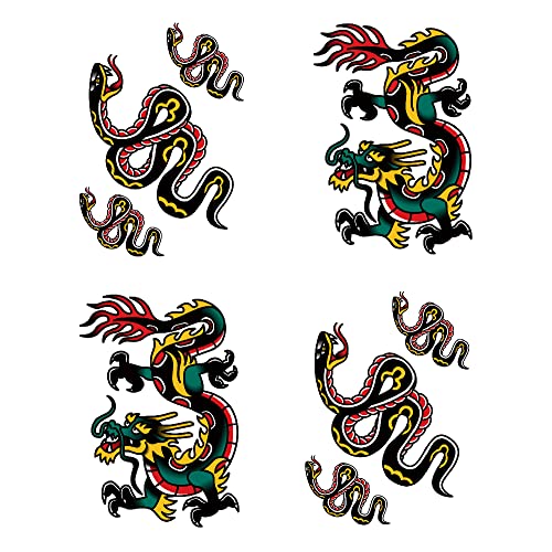 Sanerlian Dragon Snake Privremena tetovaža Naljepnica Vodootporna za odrasle muškarci Žene rame za ruku Natrag Body Art 15x11cm set od 4
