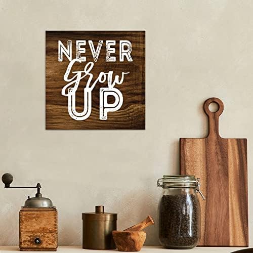 Littlegrove sjemenke Vintage Wood znak s inspirativnim citatima nikad ne odrasta drvene znakove rustikalne zidne vješalice Farmhouse zidni umjetnički zidni dekor za kućnu kuhinju u kupaonici dnevni boravak 8x8in