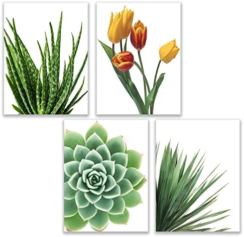 Tropical Green Palent Diamond Slikarstvo DIY 5D, 4 kom. Numeriranje, cvjetni tulipani Radni kaktus Opuntia zidni botanički vrt Kristal Rhinestone Nordics Slika Početna Dekor odrasli