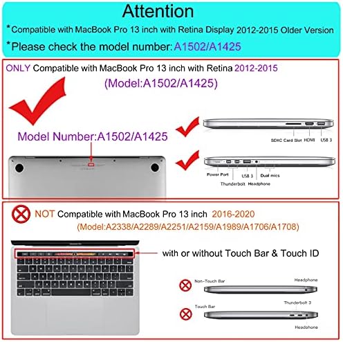 Mosiso kompatibilan sa MacBook Pro 13 inčnom slučaju 2015 2014 2013 kraj 2012 A1502 A1425 sa mrežnim zaslonom, zaštitnom plastičnom uzorak tvrdoj školjki i zaštitnika na tastaturi, mapa zaslona,