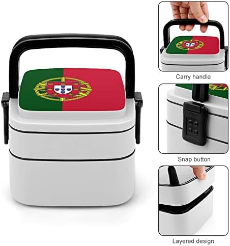 Portugal zastava Bento kutija Dvostruki sloj sve u jednom posudu za ručak sa kašikom za putnike za piknik