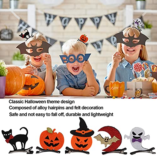Halloween Clips, 10pcs Girls Alligator Clips Bat Pumpkin Ghost Cat Witch Hat Barretts, Halloween Cosplay kostim dodaci za kostim za