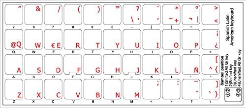 4keyboard španjolski naljepnice sa crvenim slovima prozirne pozadine za radnu površinu, laptopu i bilježnicu