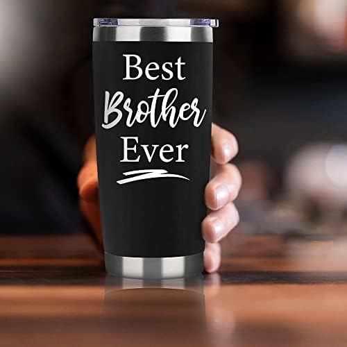 Brother Gifts from Sister Birthday Gift For Brother 20oz Black Best Brother Ever Wine Tumbler Brother Birthday Gifts from Sister Gifts For Brother Christmas Bday Presents Travel Cup With Lid Straw