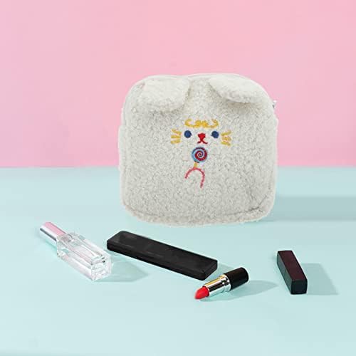 Valiclud 1 kom za pamučnu kozmetiku torbica za torbu jastučić zečja držač patentni zatvarač menstrualno bijelo-i sestrinstvo izvezeni